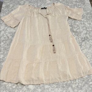 Mlle Gabrielle Cream Mini Dress with Tassel Detail